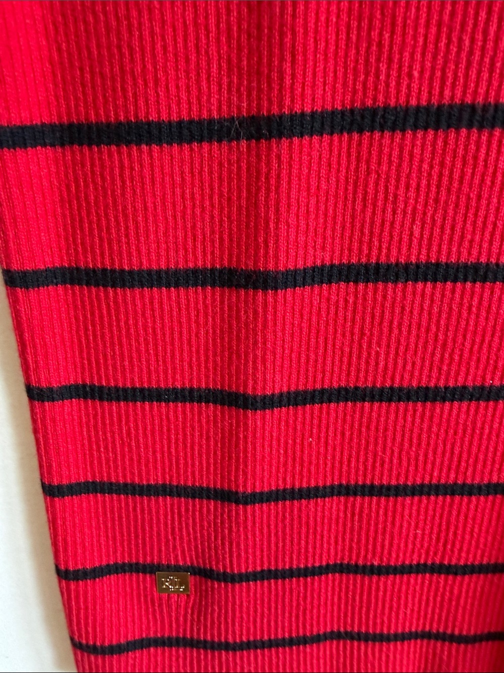 Lauren Ralph Lauren Red and Black Striped Turtleneck Sweater - Picture 4 of 4